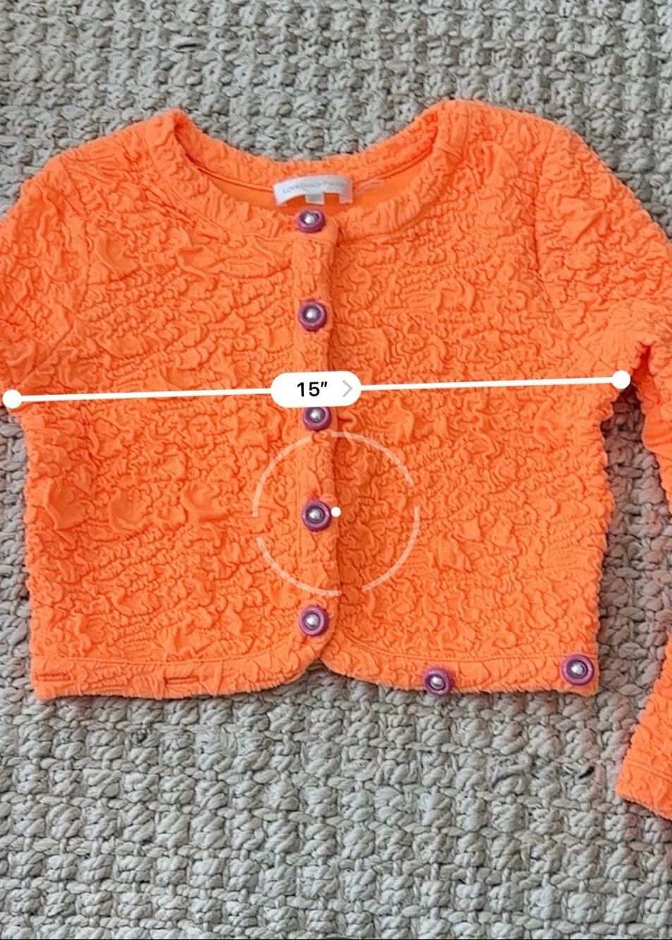 NWOT LOVESHACKFANCY Neon Tangerine Senina Crop Cardigan Sz XS, $235 D8 - Picture 9 of 9